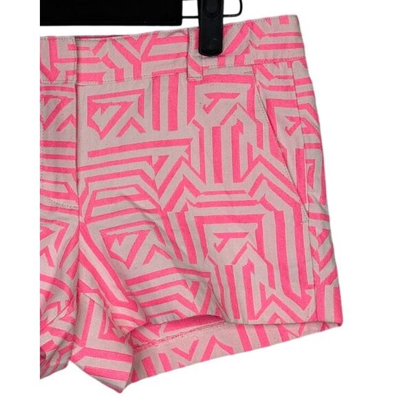 J.Crew Chino Tiki Stretch Shorts Mid Waisted Shorts 2 Neon Azalea Pink White - Picture 3 of 15